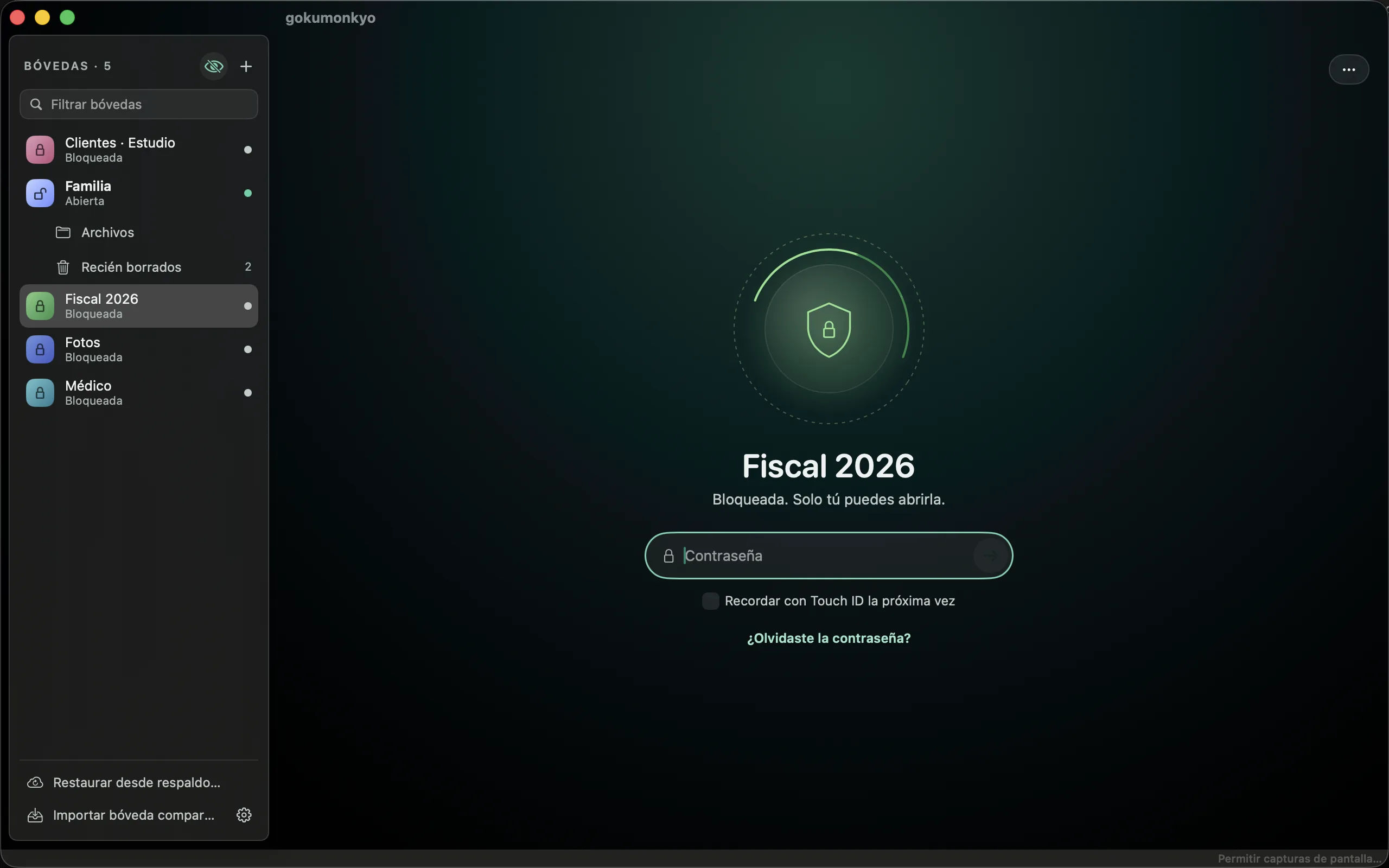 Bóveda Fiscal 2026 bloqueada
